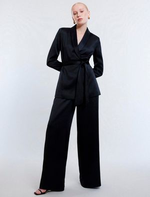 BLAZER SMOCKING SATINADO LAZO EN CINTURA