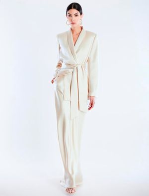 BLAZER SMOCKING SATINADO LAZO EN CINTURA