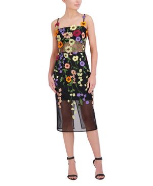 VESTIDO MIDI DE TUL CON APLICACIONES BORDADO FLORAL