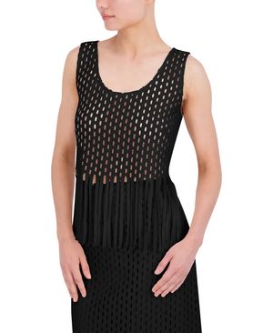 BLUSA SIN MANGAS CROCHET CON FLECOS