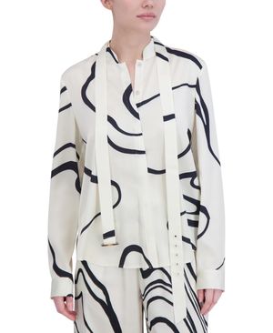 BLUSA CAMISERA LAZADA SATINADA ESTAMPADO ABSTRACTO