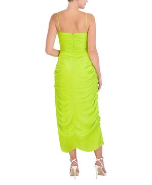 VESTIDO MIDI DRAPEADO SATINADO TIRANTES
