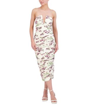 VESTIDO MIDI FLORAL ESCOTE EN V DRAPEADO