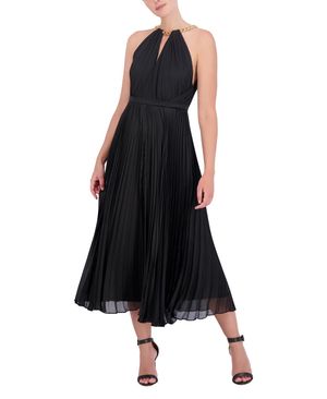 VESTIDO MIDI PLISADO HALTER CON CADENA