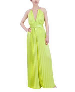 JUMPSUIT HALTER SATINADO PLISADO CON CINTURÓN
