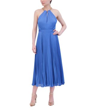 VESTIDO MIDI PLISADO HALTER CON CADENA