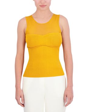 BLUSA SIN MANGA DE PUNTO CON TRANSPARENCIA