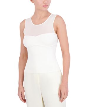 BLUSA SIN MANGA DE PUNTO CON TRANSPARENCIA