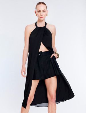 BLUSA HALTER EFECTO CRUZADA HIGH AND LOW
