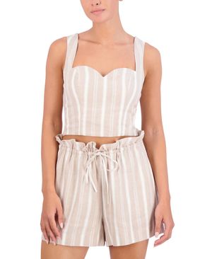 SHORT ESTAMPADO A RAYAS DE LINO