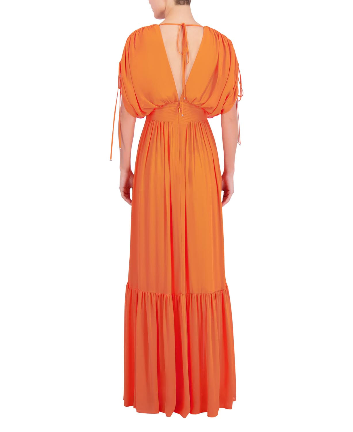Vestido de chiffon con pliegues cruzados y corte imperio con escote en corazón Musgo