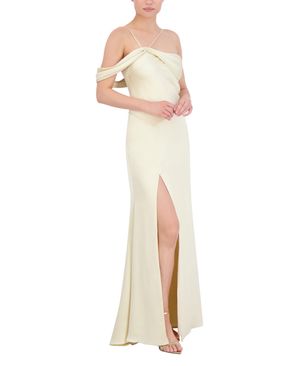 VESTIDO LARGO SATINADO ASIMÉTRICO EFECTO DRAPEADO
