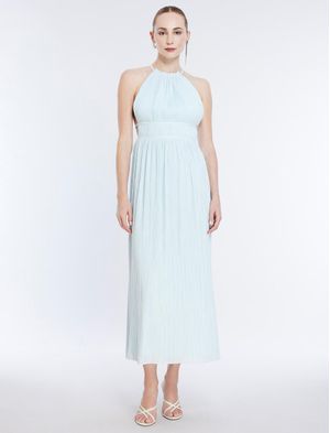 VESTIDO LARGO HALTER PLISADO