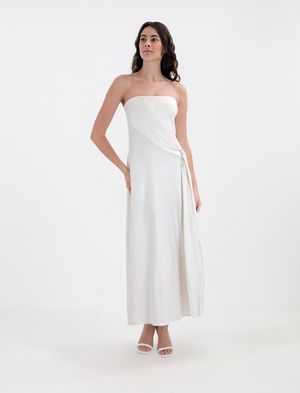 VESTIDO LARGO EFECTO CRUZADO DRAPEADO