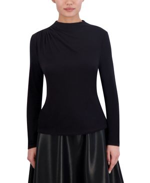 BLUSA CUELLO ALTO MANGA LARGA CON PLIEGUES