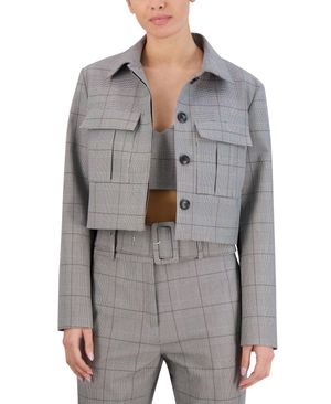 CHAQUETA CROPPED RECTA A CUADROS