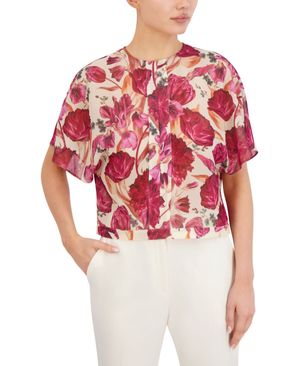 BLUSA MANGA CORTA CHIFFON ESTAMPADO FLORAL