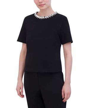 BLUSA MANGA CORTA CON PEDRERÍA