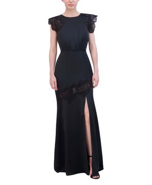 VESTIDO LARGO SATINADO CON ENCAJE