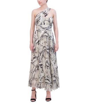 VESTIDO MAXI ASIMÉTRICO PLISADO ESTAMPADO SERPIENTE