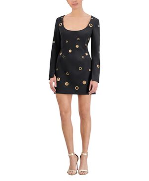 VESTIDO CORTO MANGA LARGA PERFORADO CON OJILLOS