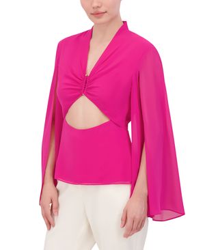 BLUSA MANGA LARGA CHIFFON CON PLIEGUES