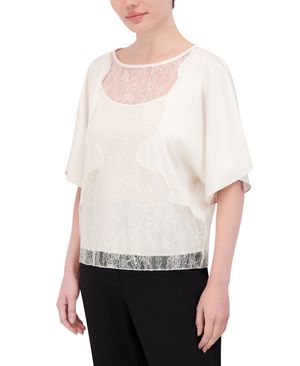 BLUSA ASMIMÉTRICA SATINADA CON ENCAJE