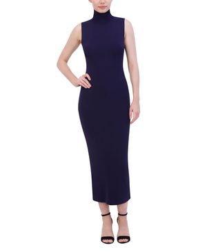 VESTIDO MIDI CUELLO ALTO DE PUNTO