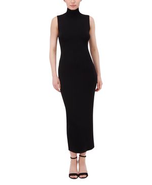 VESTIDO MIDI CUELLO ALTO DE PUNTO