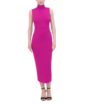 VESTIDO MIDI CUELLO ALTO DE PUNTO
