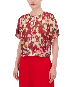 BLUSA  MANGA CORTA CHIFFON ESTAMPADO ABSTRACTO