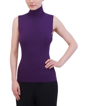 BLUSA CUELLO ALTO SIN MANGAS DE PUNTO
