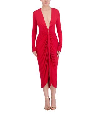 VESTIDO MIDI CON PLIEGUES EFECTO DRAPEADO DE JERSEY