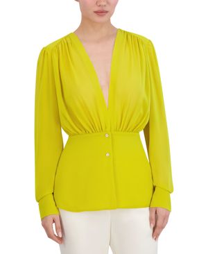 BLUSA MANGA LARGA PLIEGUES DE  CHIFFON
