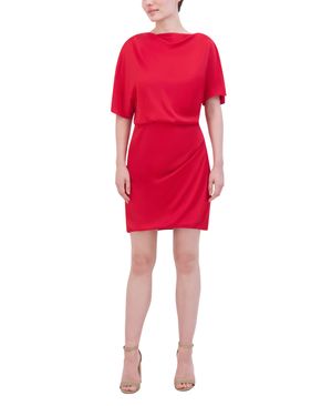 VESTIDO CORTO SATINADO EFECTO DRAPEADO MANGA CORTA