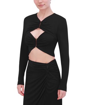 BLUSA MANGA LARGA CON PLIEGUES DE JERSEY