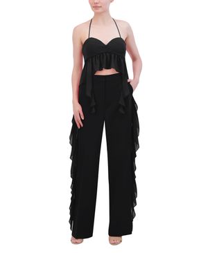 PANTALON DE VESTIR CON VOLANTES DE CHIFFON