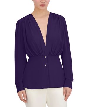 BLUSA MANGA LARGA CON PLIEGUES CHIFFON