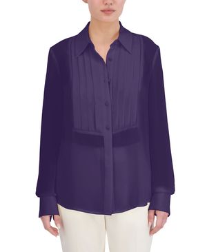 BLUSA MANGA LARGA CHIFFON ALFORZAS