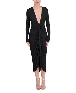 VESTIDO MIDI CON PLIEGUES EFECTO DRAPEADO DE JERSEY