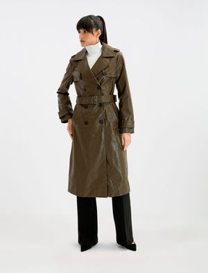 ABRIGO TRENCH COAT PIEL SINTÉTICA