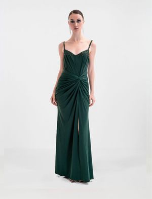 VESTIDO LARGO CON DRAPEADO