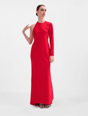 VESTIDO LARGO ASIMÉTRICO ESPALDA DESCUBIERTA