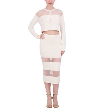 FALDA MIDI DE PUNTO CON TRANSPARENCIA