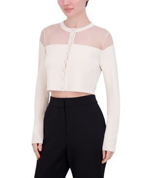 BLUSA MANGA LARGA DE PUNTO CON TRANSPARENCIA