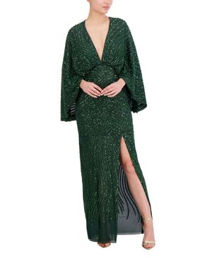 VESTIDO LARGO DE MESH CON LENTEJUELAS