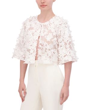 CHAQUETA MALLA BORDADO FLORAL 3D