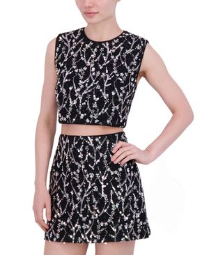 CROP TOP DE TWEED CON BORDADO LENTEJUELA