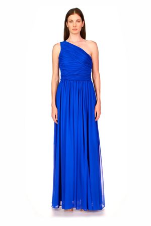 VESTIDO LARGO EFECTO DRAPEADO CHIFFON