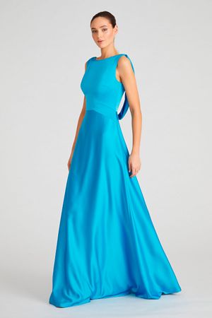 VESTIDO LARGO SATINADO ESPALDA DRAPEADA